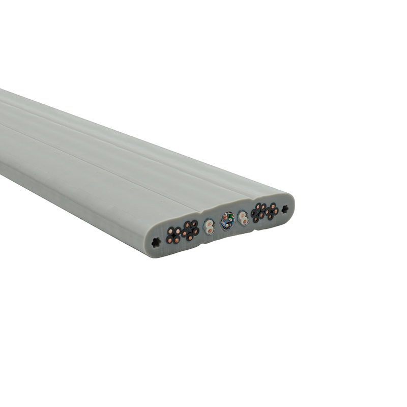 สายแบนลิฟต์เปลือกพีวีซีหุ้มฉนวนพีวีซีแกนทองแดงพร้อมลวดเหล็ก