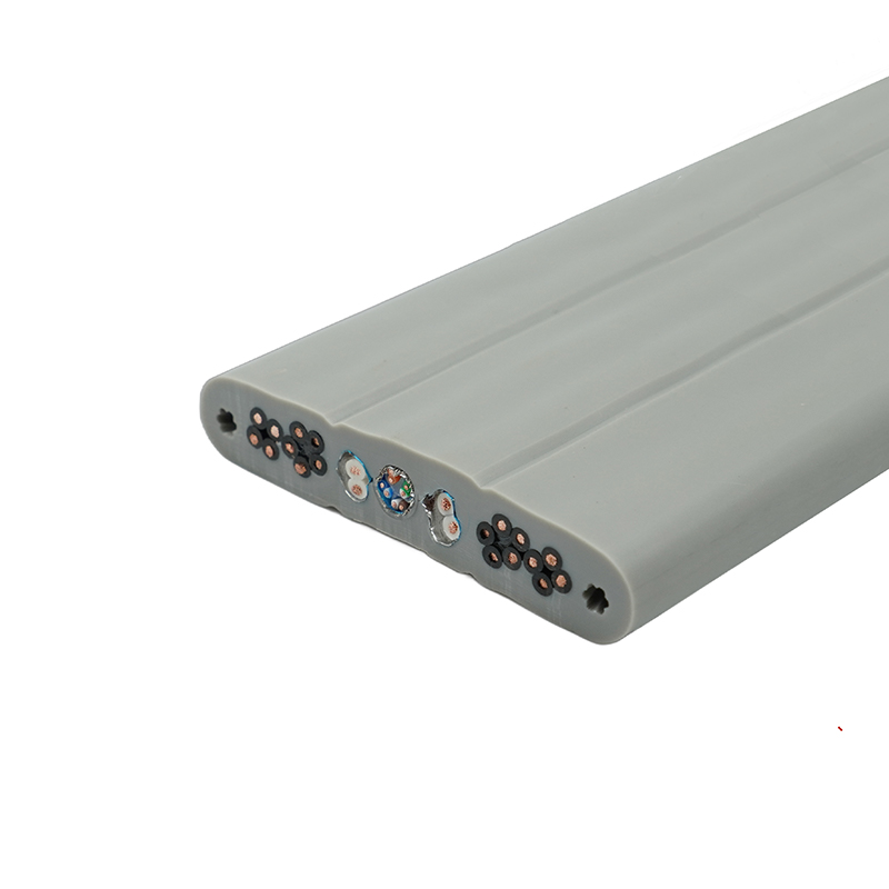 สายแบนลิฟต์เปลือกพีวีซีหุ้มฉนวนพีวีซีแกนทองแดงพร้อมลวดเหล็ก